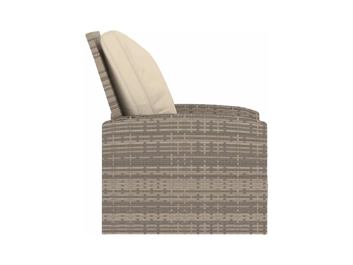 Fauteuil inclinable de jardin avec coussins marron clair rotin