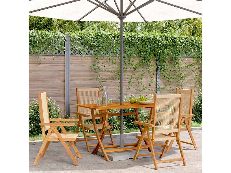 Tuinstoelen 4 st verstelbaar massief acaciahout beige