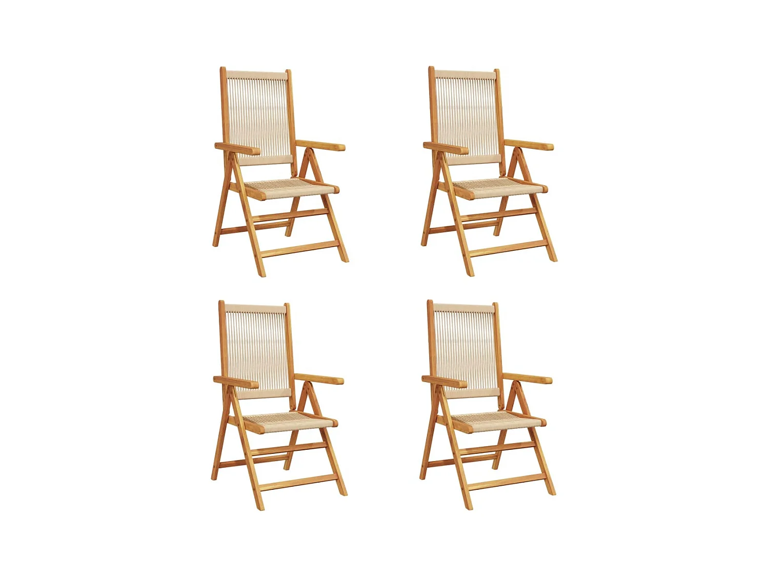 Tuinstoelen 4 st verstelbaar massief acaciahout beige
