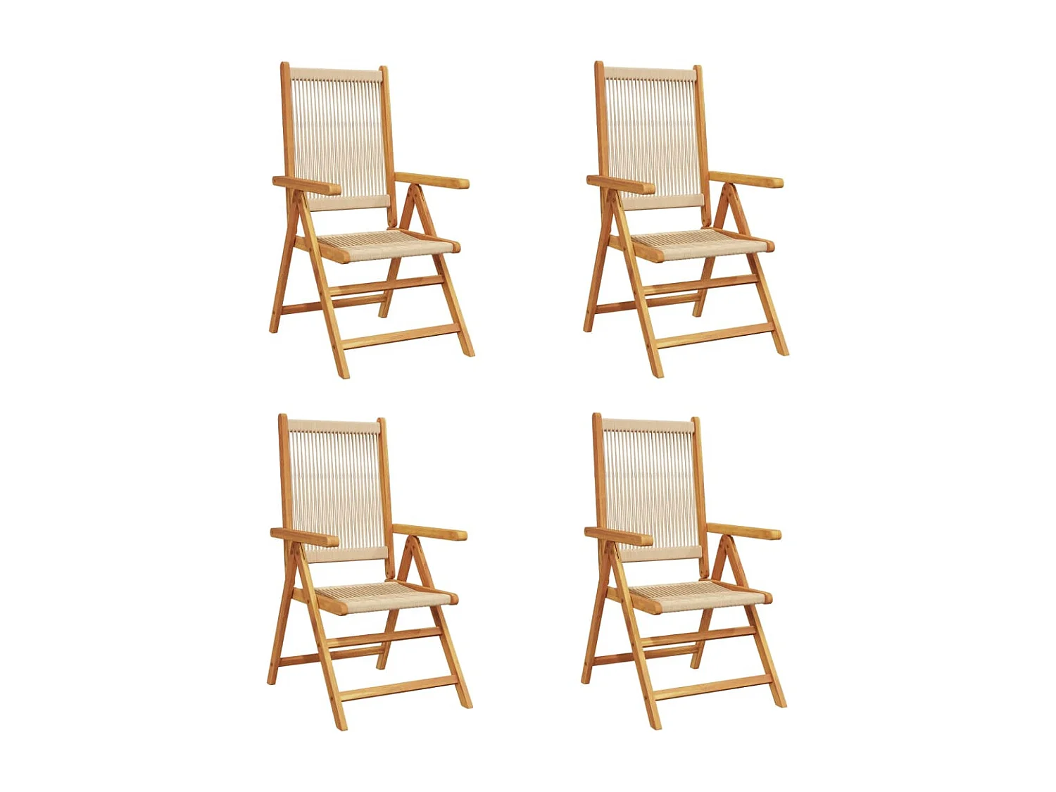 Sillas de jardín reclinables 4 unidades madera maciza acacia beige