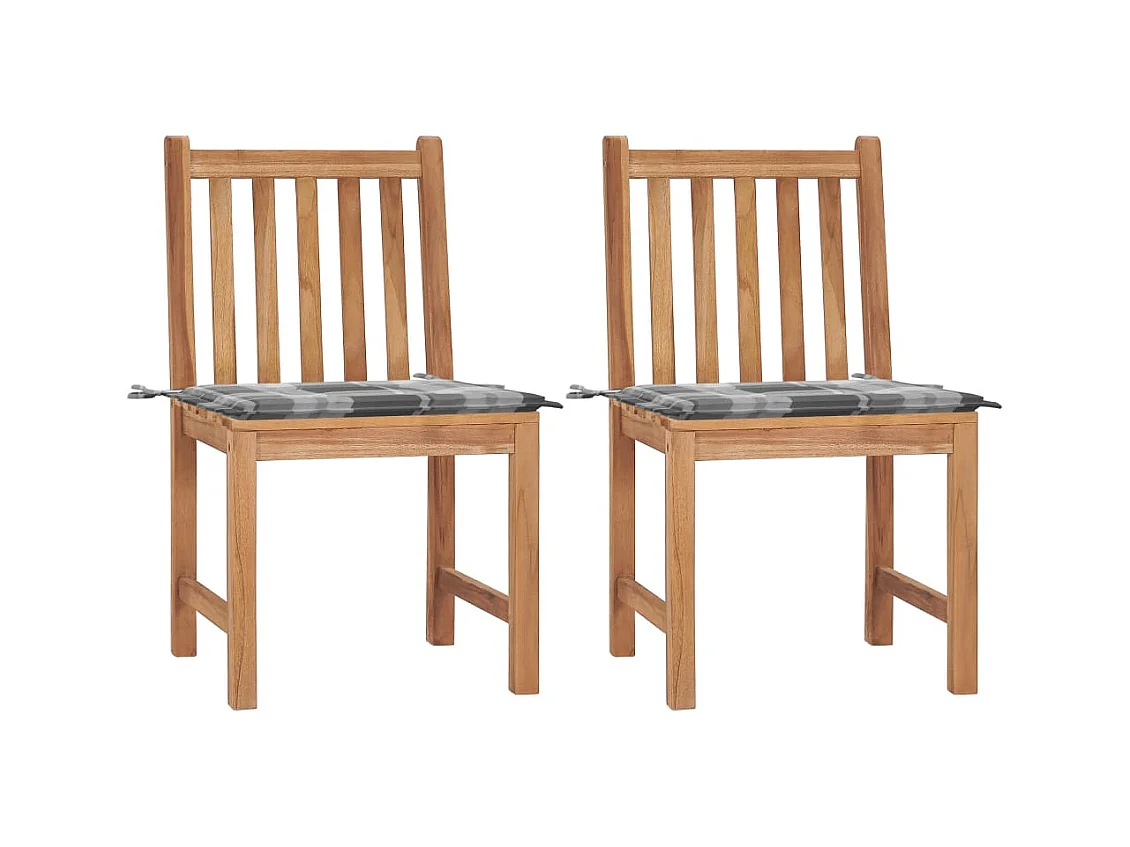 Chaises de jardin 2 pièces avec coussins Bois de teck massif