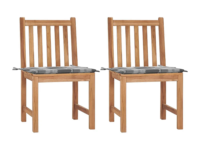 Chaises de jardin 2 pièces avec coussins Bois de teck massif