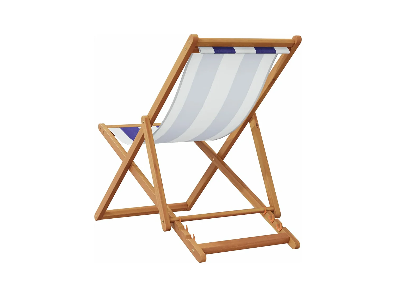 Chaise de plage pliable bleu et blanc bois d'eucalyptus/tissu