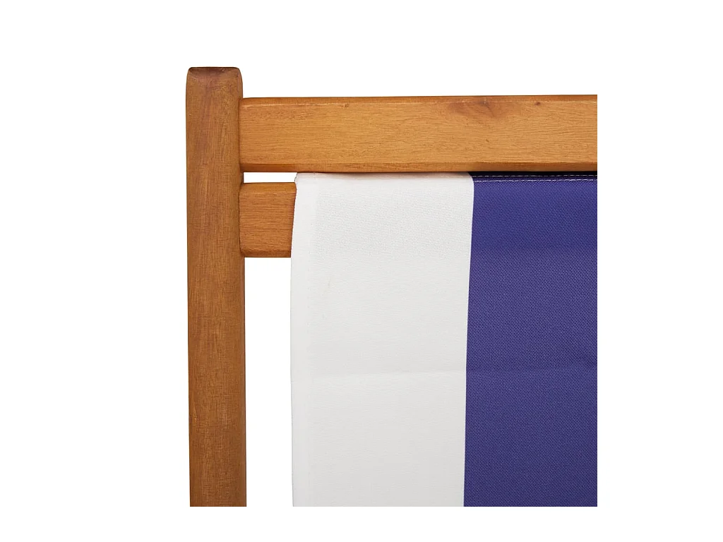 Chaise de plage pliable bleu et blanc bois d'eucalyptus/tissu