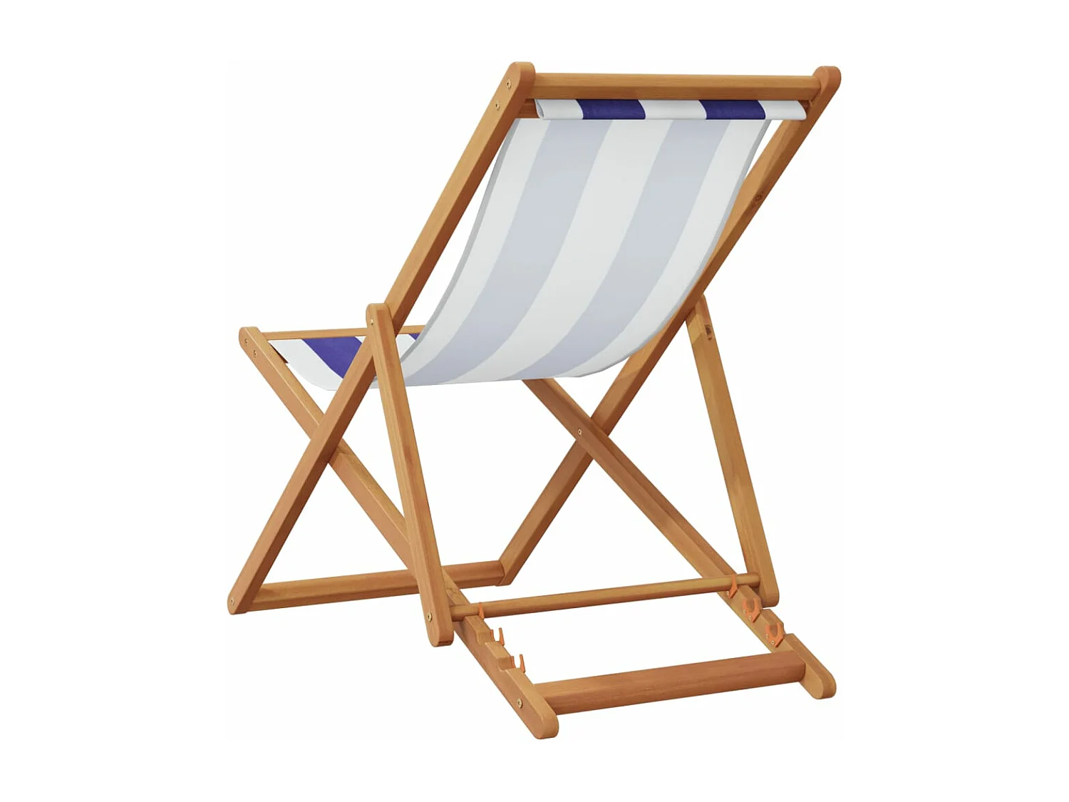 Chaise de plage pliable bleu et blanc bois d'eucalyptus/tissu
