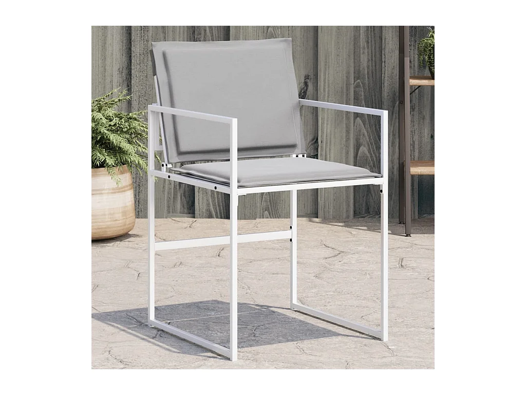 Chaises de jardin avec coussins lot de 4 blanc acier/textilène