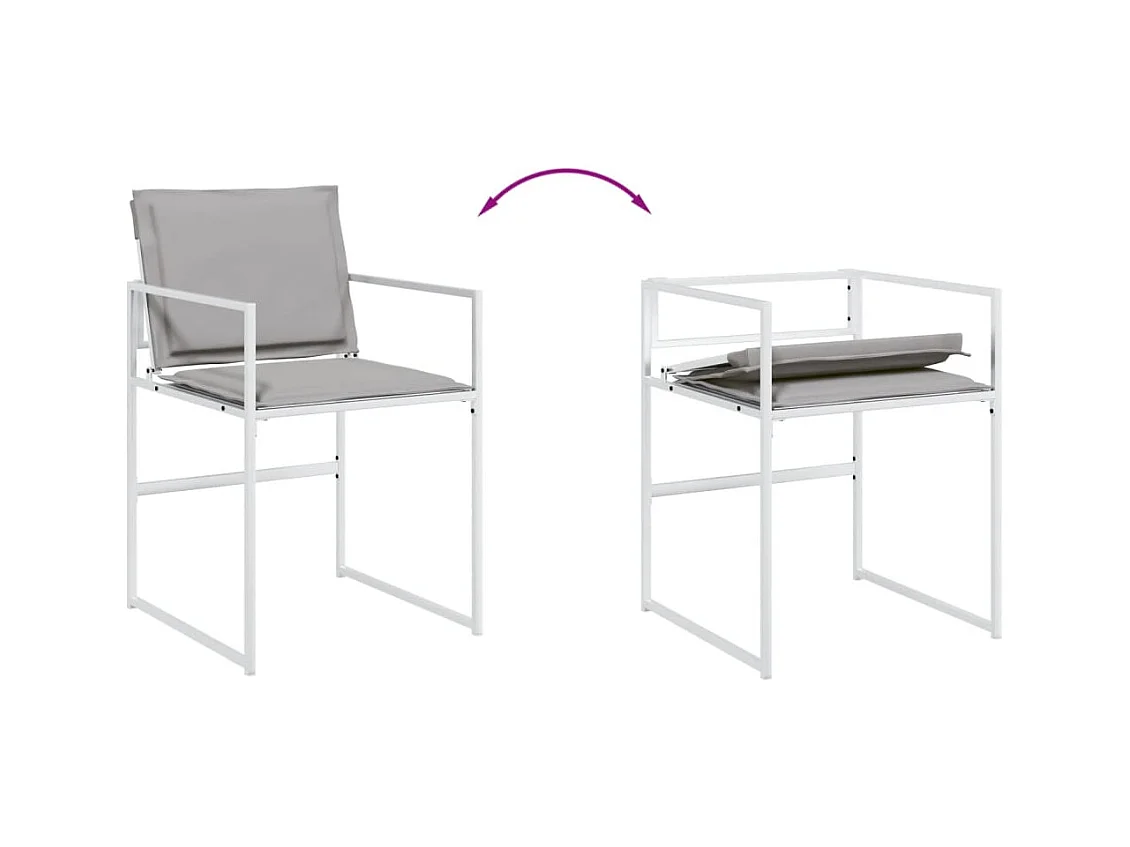 Chaises de jardin avec coussins lot de 4 blanc acier/textilène