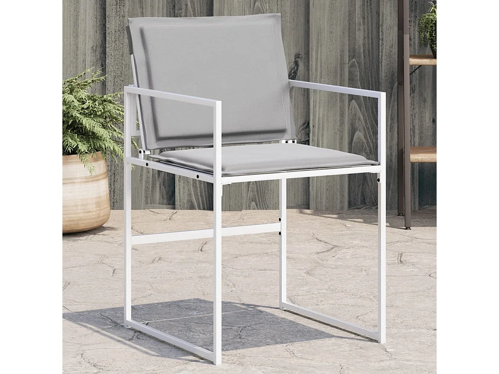 Cadeiras de jardim com almofadões 4 peças aço e textilene branco