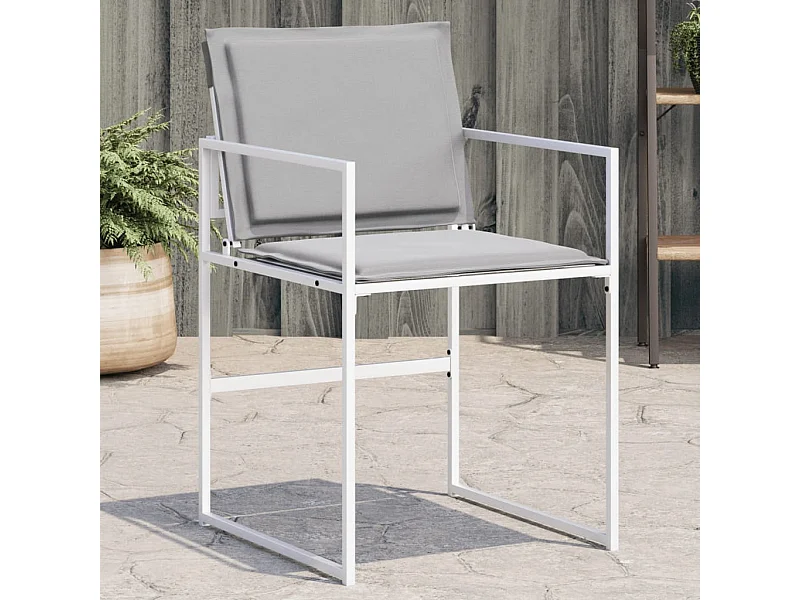 Cadeiras de jardim com almofadões 4 peças aço e textilene branco