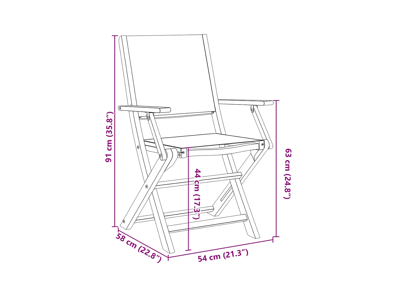 Chaises de jardin pliantes lot de 4 tissu et bois massif