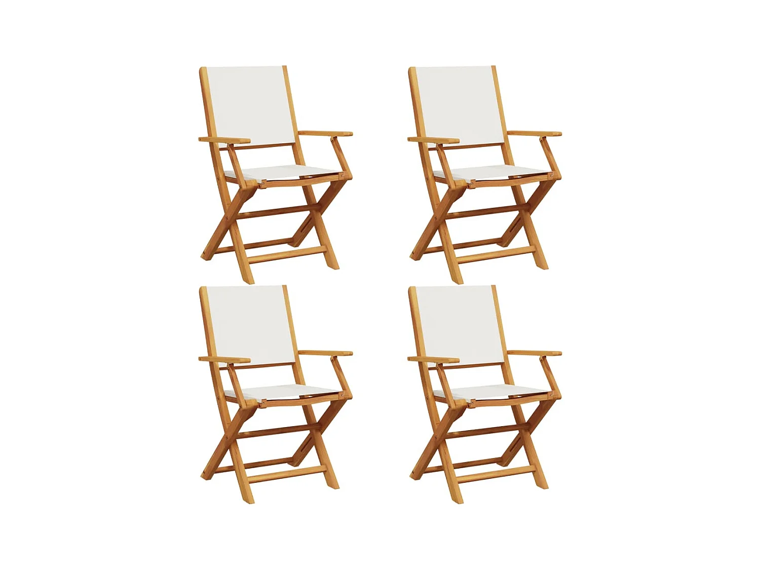 Chaises de jardin pliantes lot de 4 tissu et bois massif