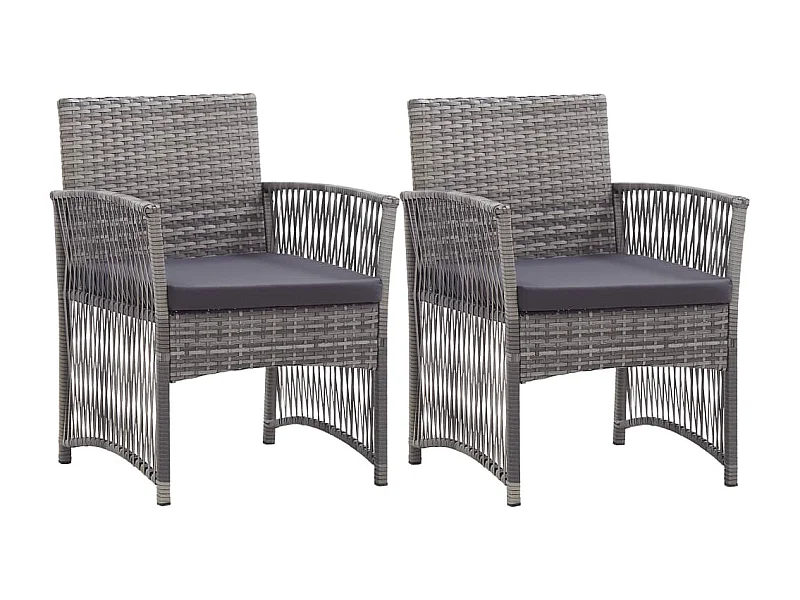 Fauteuils de jardin et coussins 2 pièces Anthracite Résine tressée