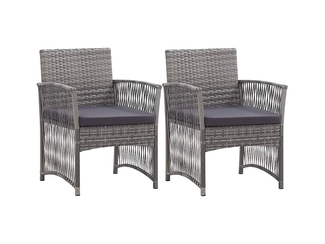 Fauteuils de jardin et coussins 2 pièces Anthracite Résine tressée