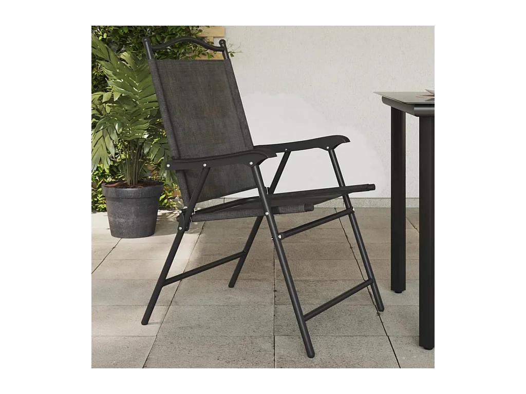 Chaises de jardin pliables lot de 4 en acier et textilène