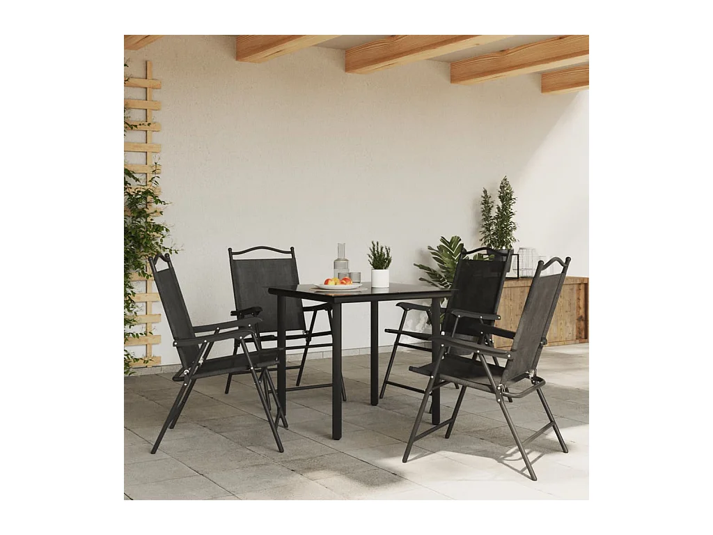Chaises de jardin pliables lot de 4 en acier et textilène