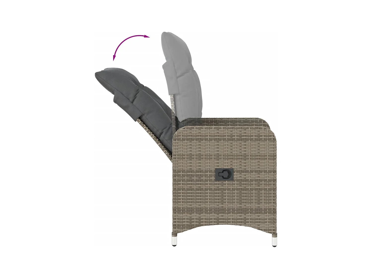 Chaise inclinable de jardin avec coussins gris résine tressée