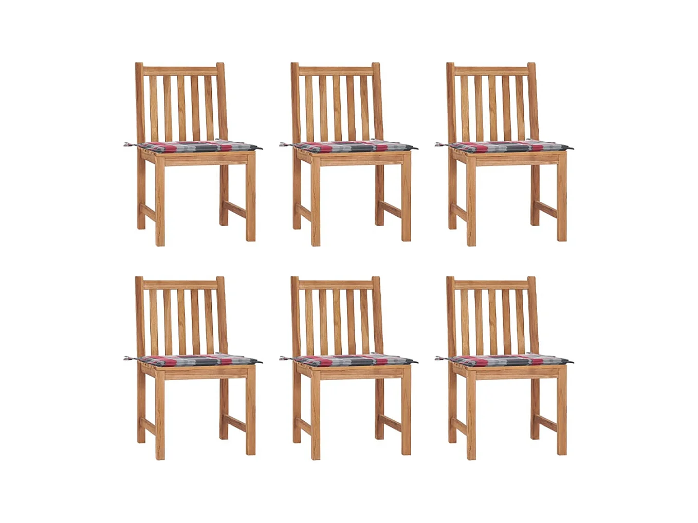 Chaises de jardin 6 pièces avec coussins Bois de teck massif