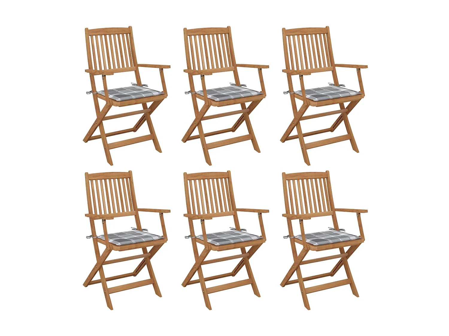 Chaises pliables de jardin 6 pièces avec coussins Bois d'acacia
