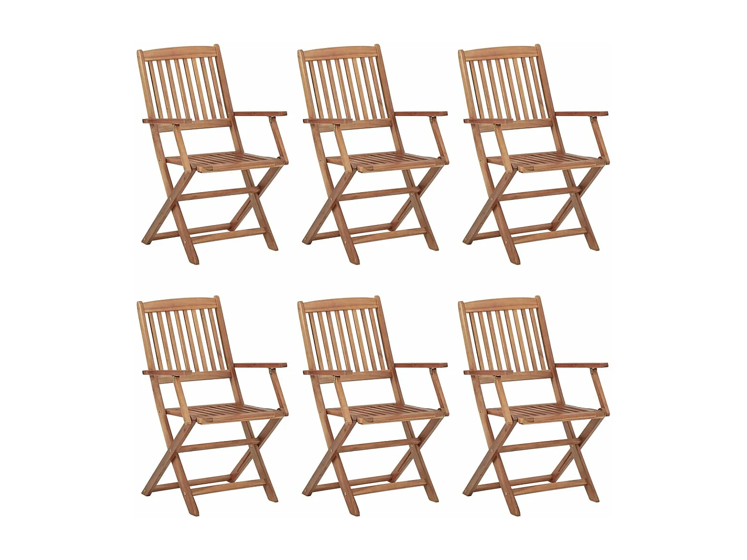 Chaises pliables de jardin 6 pièces avec coussins Bois d'acacia