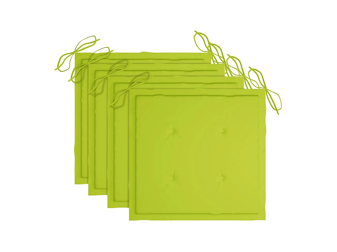 Chaises de jardin avec coussins vert vif 4 pièces Bois de teck