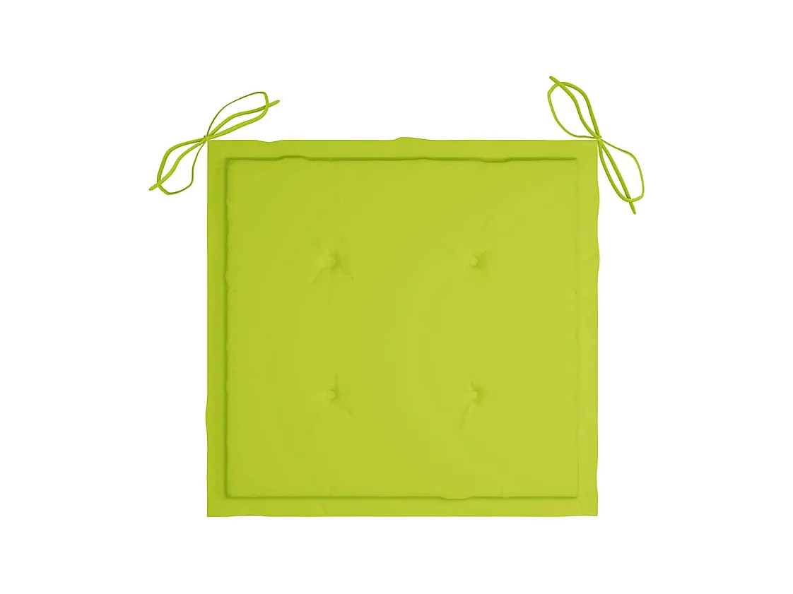 Chaises de jardin avec coussins vert vif 4 pièces Bois de teck