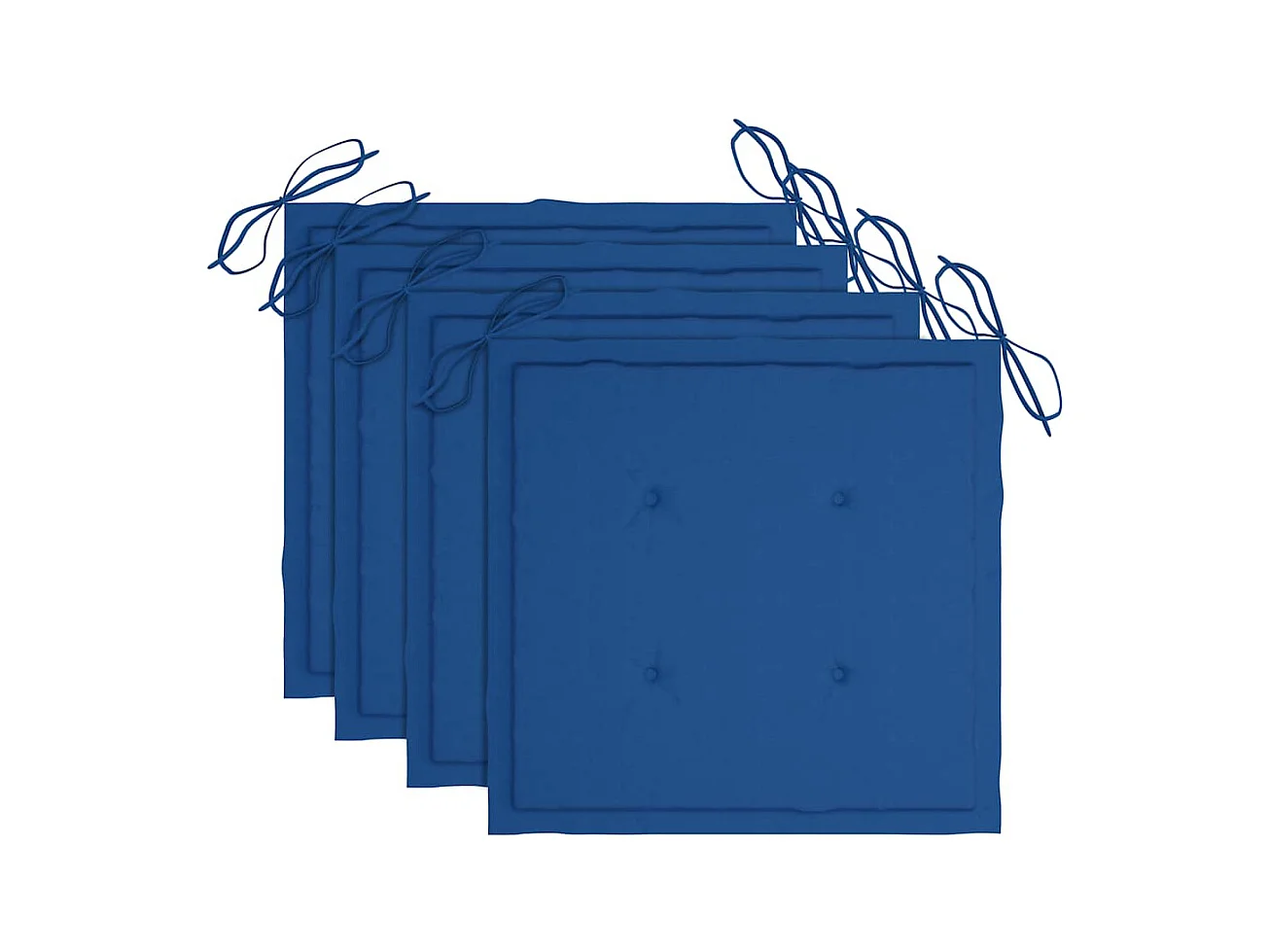 Tuinstoelen 4 st met koningsblauwe kussens massief teakhout