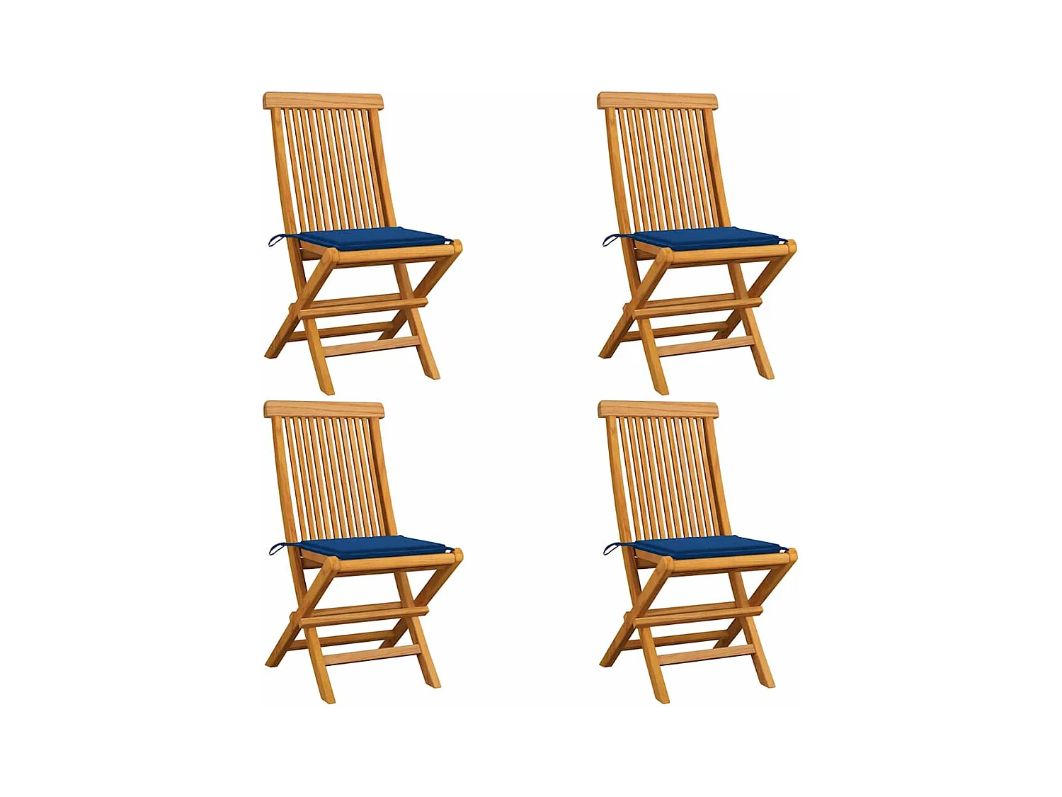 Chaises de jardin avec coussins bleu royal 4 pièces Bois de teck