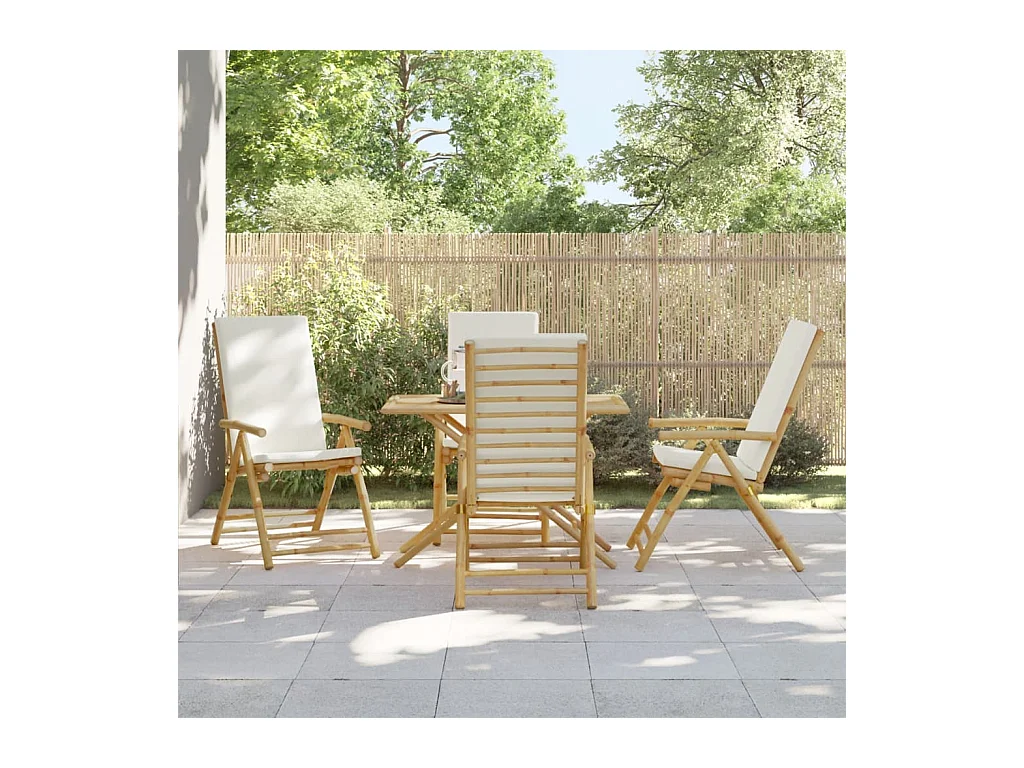 Chaises de bistro pliantes lot de 4 et coussins blanc crème