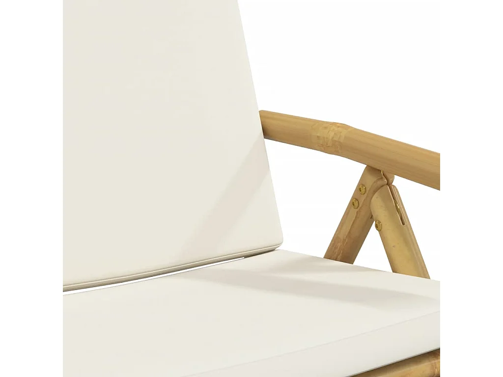 Sillas de bistró plegables con cojines 4 unidades bambú blanco crema