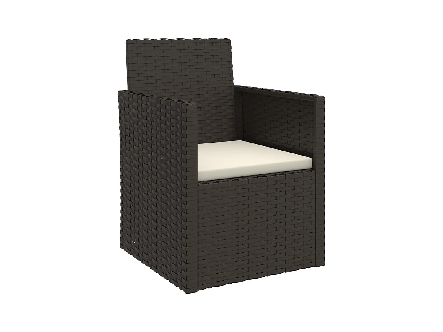 Tuinstoel met kussen poly rattan zwart