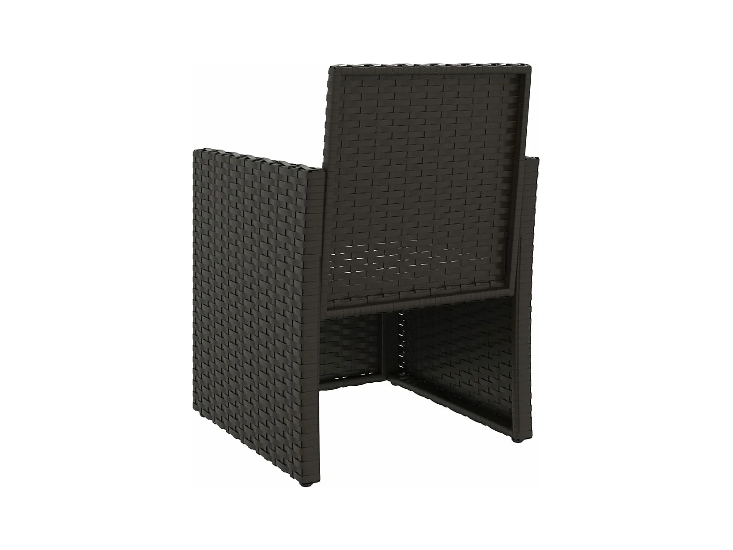 Tuinstoel met kussen poly rattan zwart