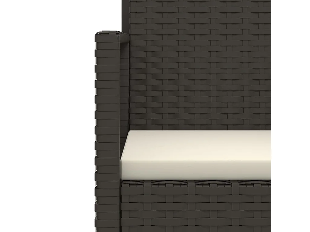 Silla de jardín con cojín ratán sintético negro
