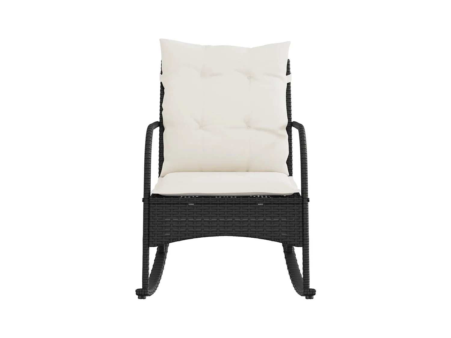 Tuinschommelstoel met kussens poly rattan zwart