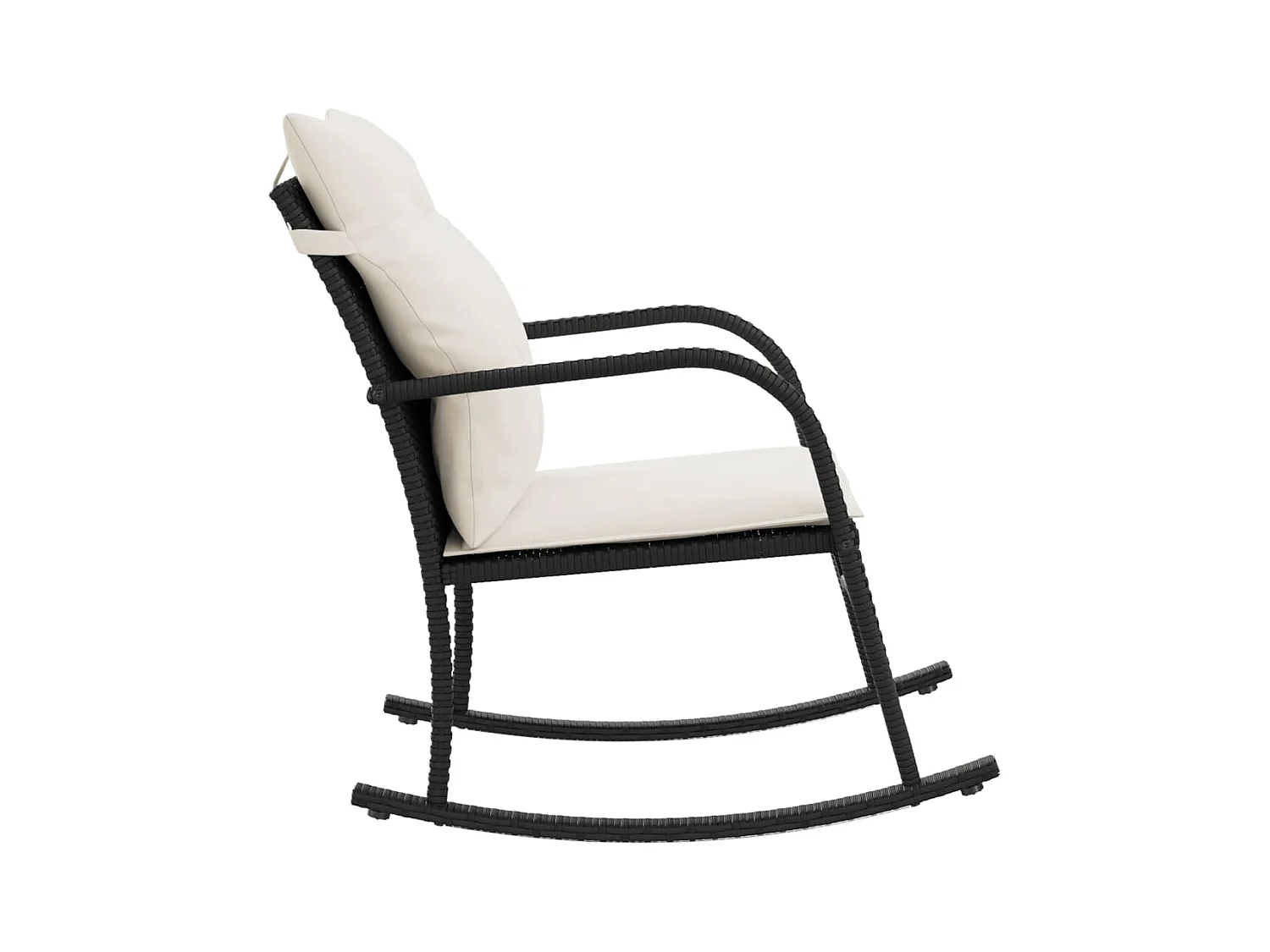 Tuinschommelstoel met kussens poly rattan zwart