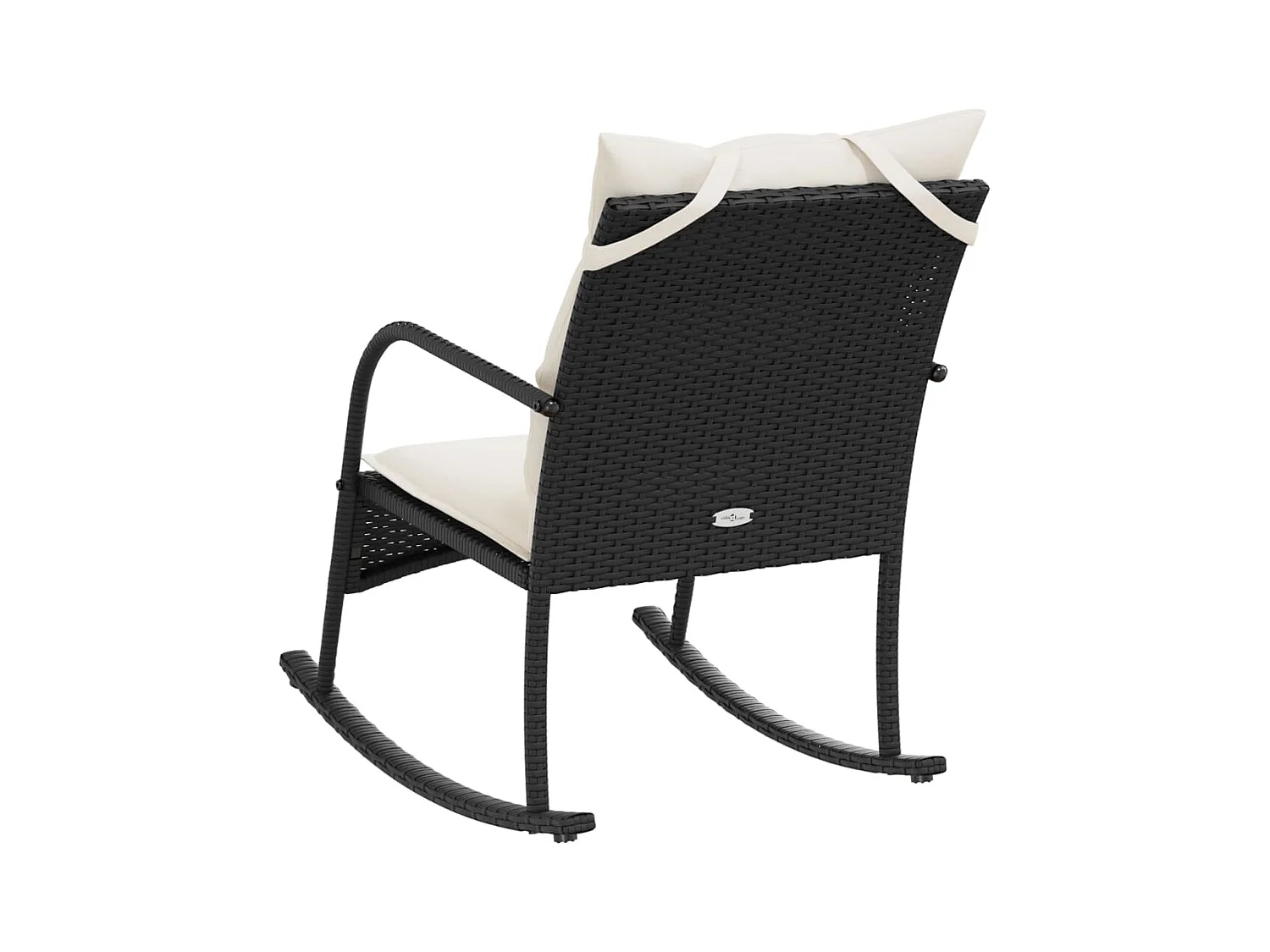 Tuinschommelstoel met kussens poly rattan zwart