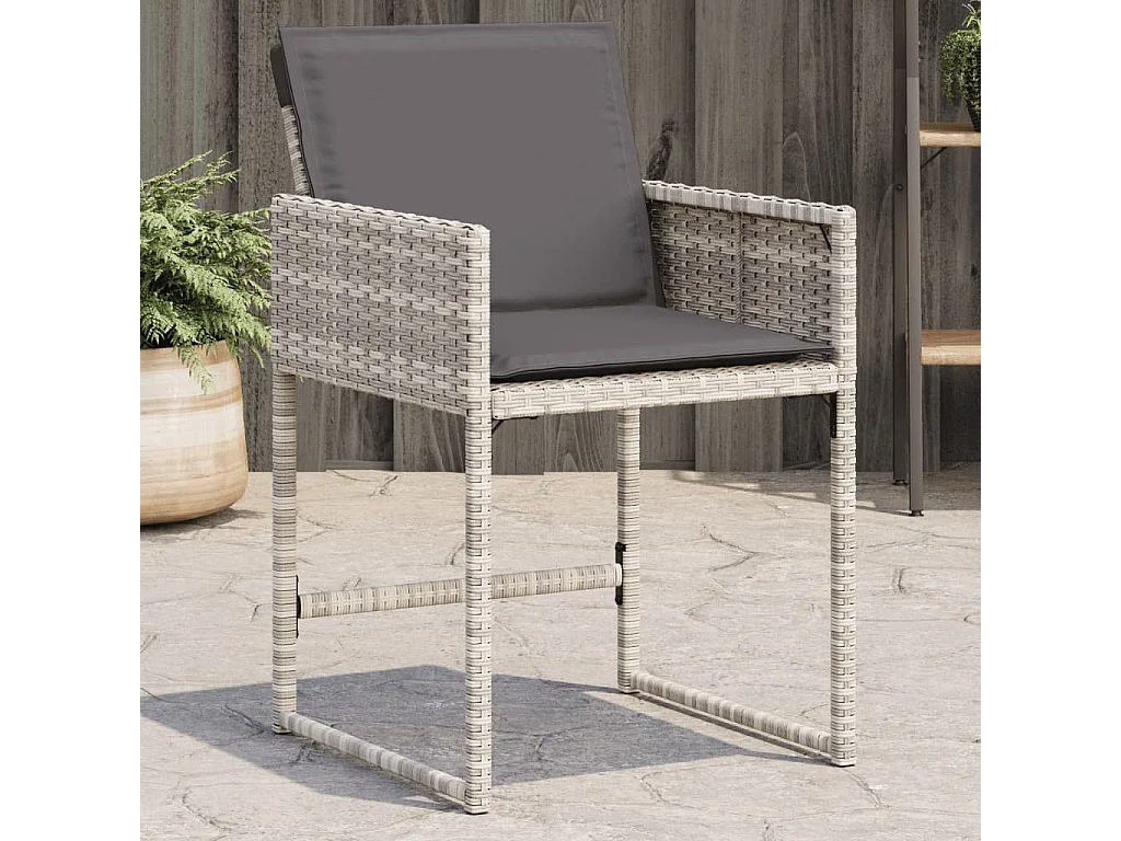 Chaises de jardin avec coussins lot de 4 gris clair poly rotin