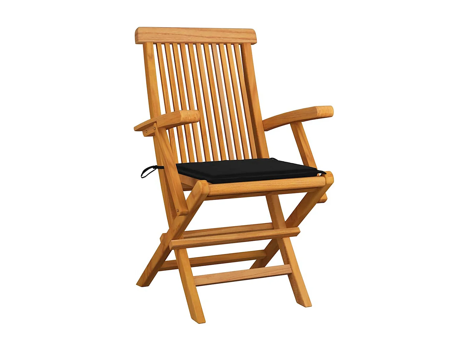 Chaises de jardin avec coussins noir 4 pièces Bois de teck massif