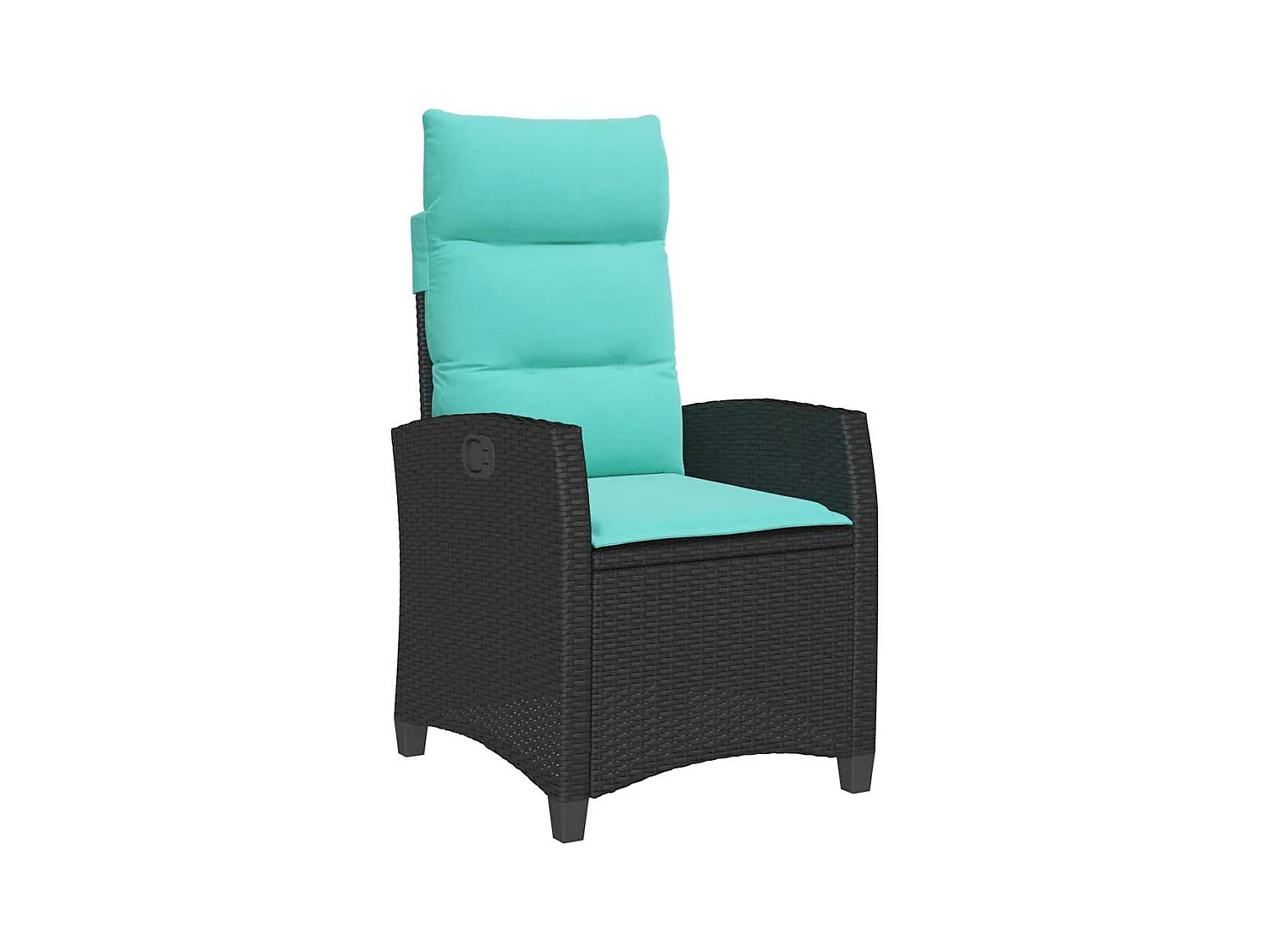 Verstelbare tuinstoel met bijzettafel poly rattan zwart