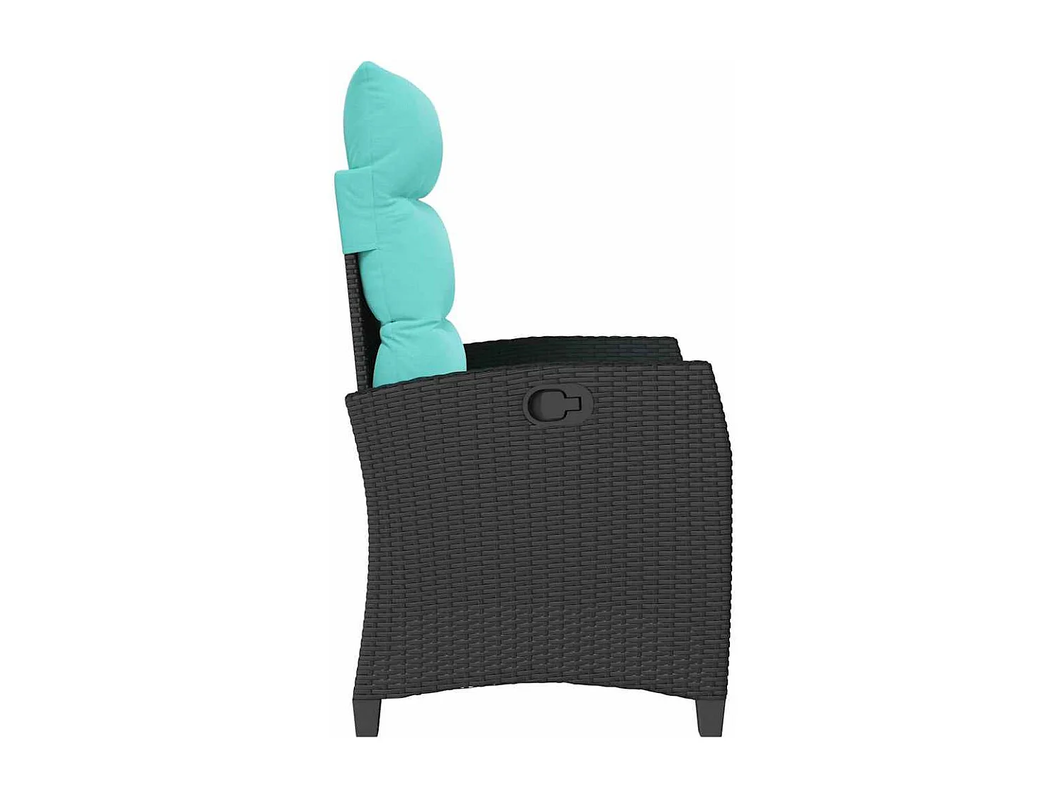 Verstelbare tuinstoel met bijzettafel poly rattan zwart