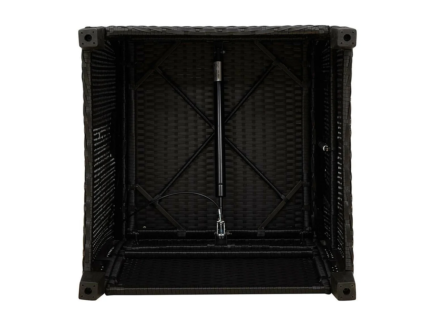 Verstelbare tuinstoel met bijzettafel poly rattan zwart