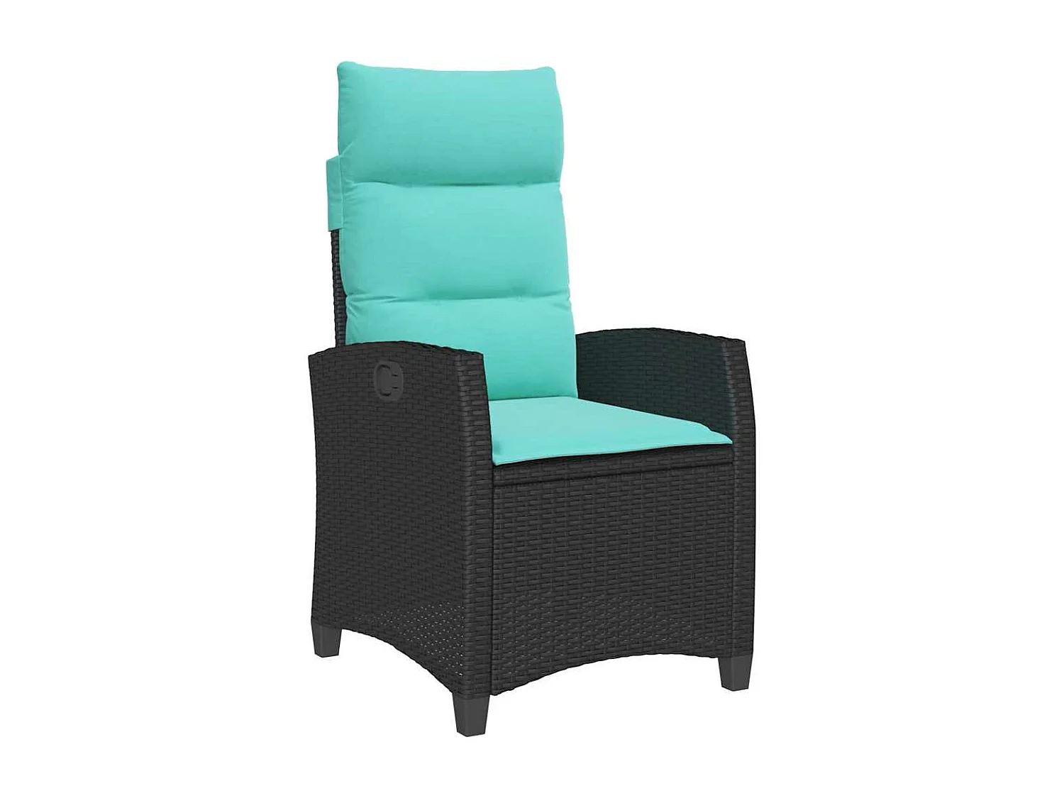 Chaise de jardin inclinable avec table d'appoint noir polyrotin