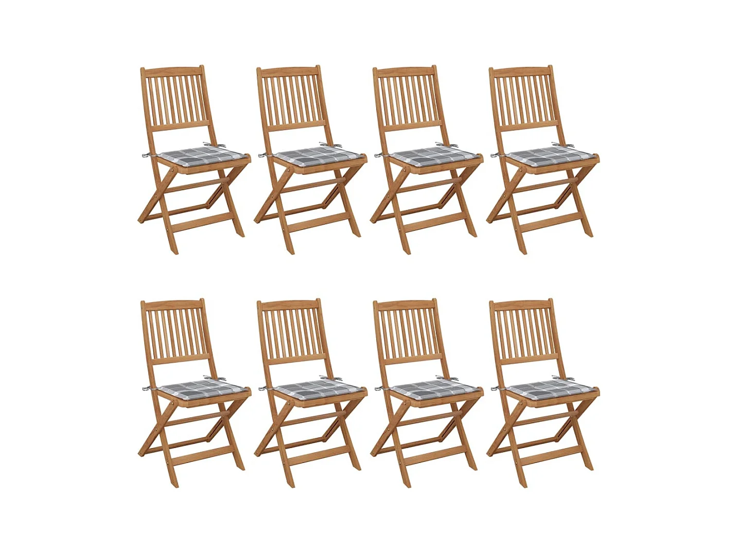 Chaises pliables de jardin 8 pièces avec coussins Bois d'acacia