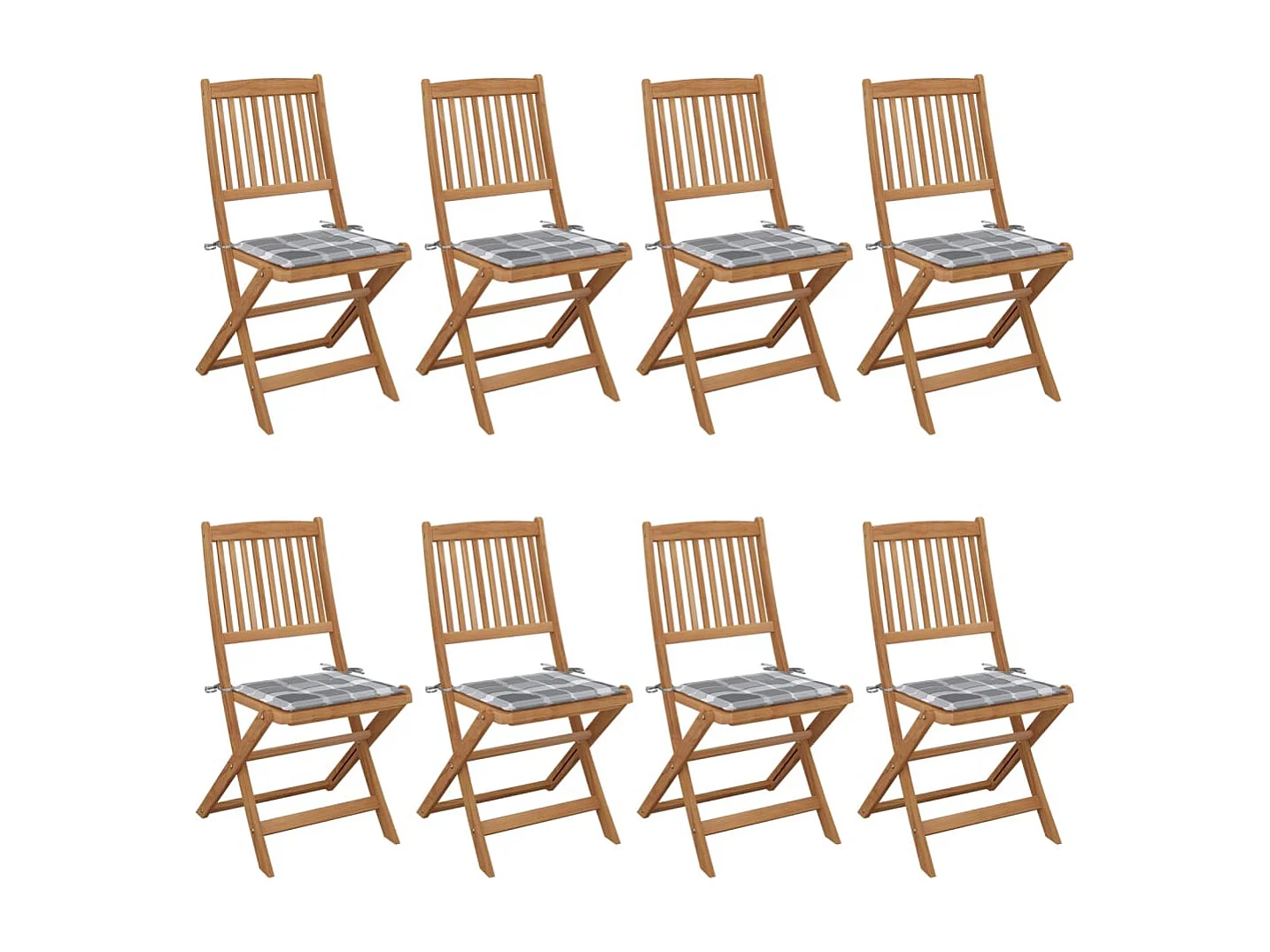 Cadeiras de jardim dobráveis 8 peças com almofadões acácia maciça