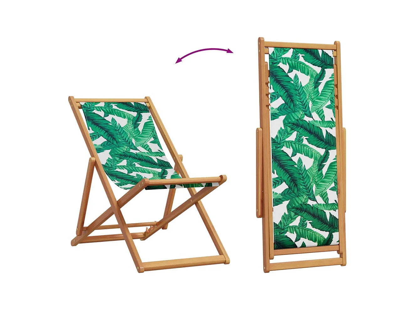 Silla de playa plegable madera maciza de eucalipto y tela hojas