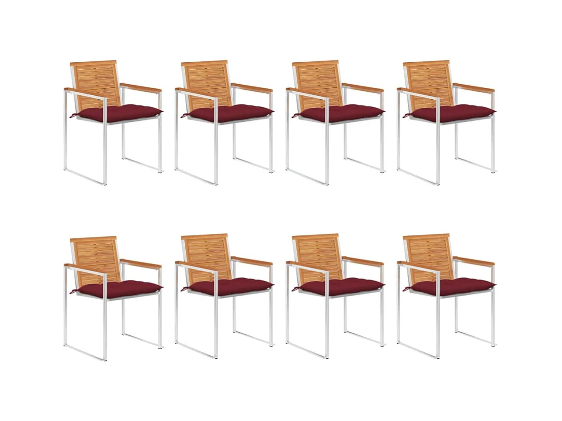 Cadeiras de jardim 8 peças com almofadões madeira de acácia maciça