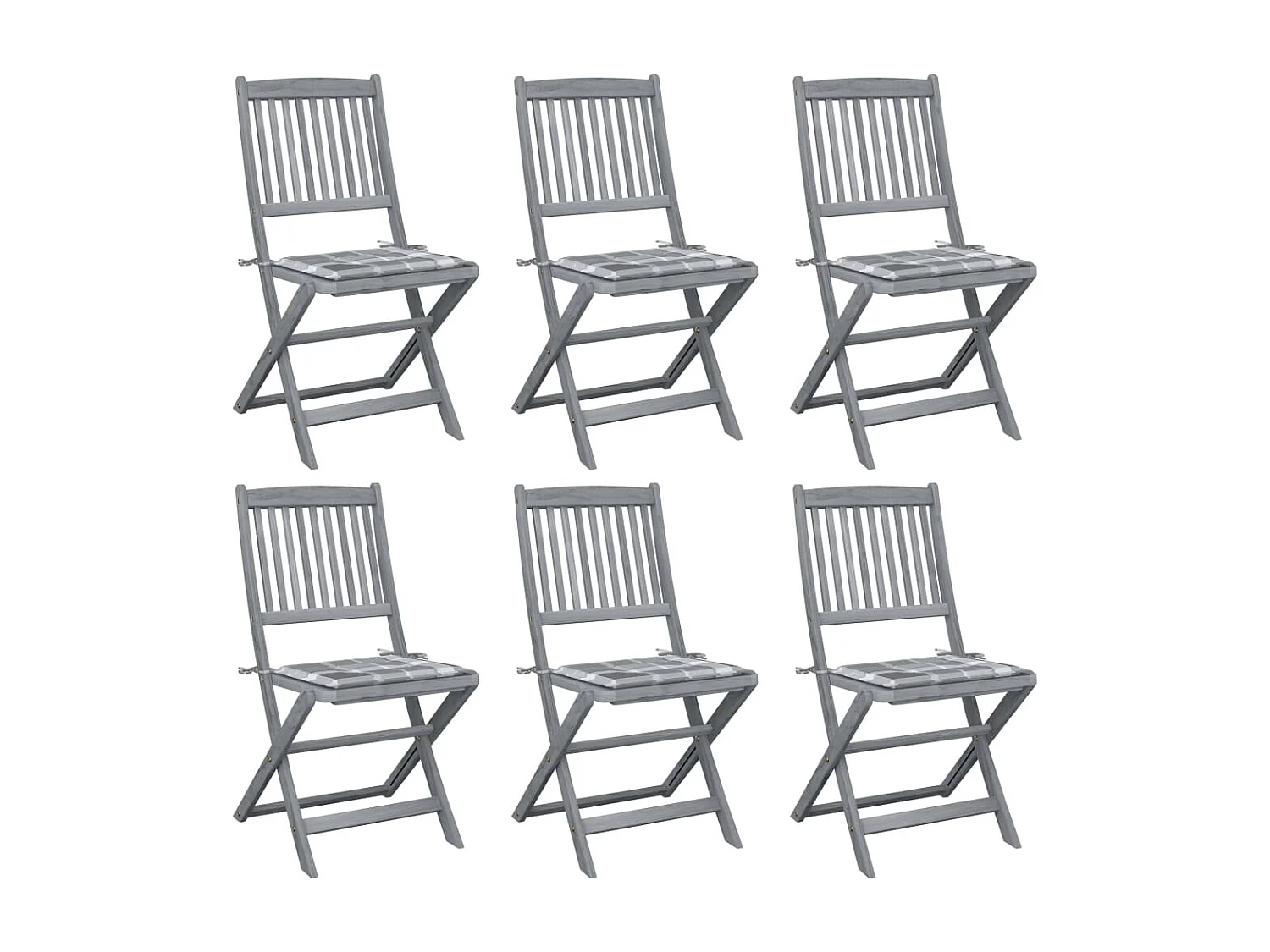 Chaises pliables d'extérieur 6 pièces avec coussins Bois d'acacia