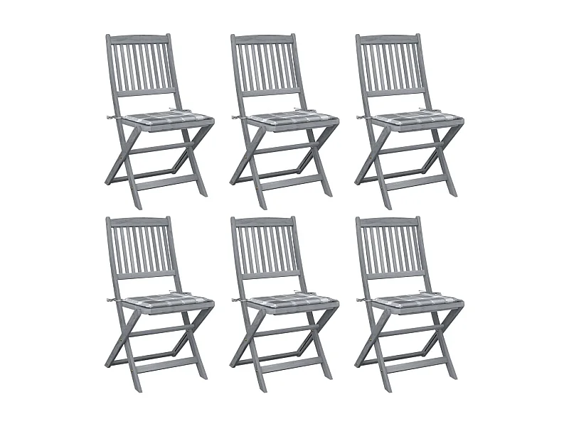 Chaises pliables d'extérieur 6 pièces avec coussins Bois d'acacia