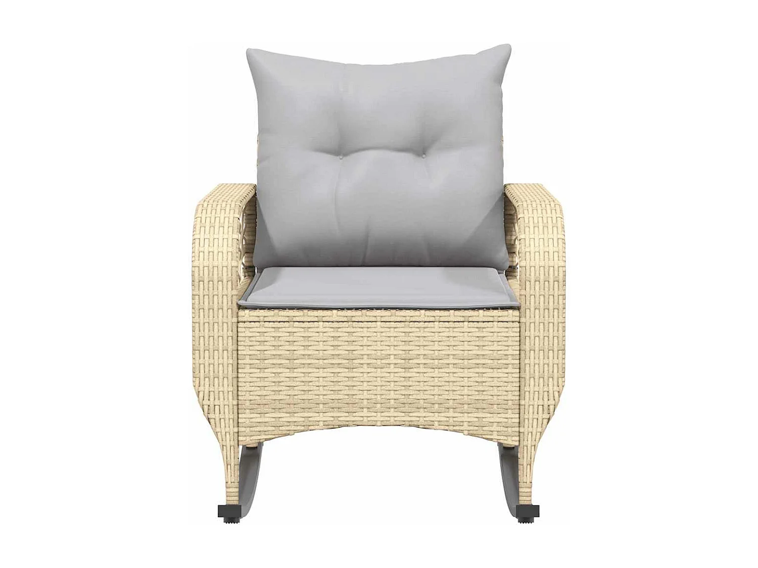 Cadeira de baloiço para jardim com almofadões vime PE bege