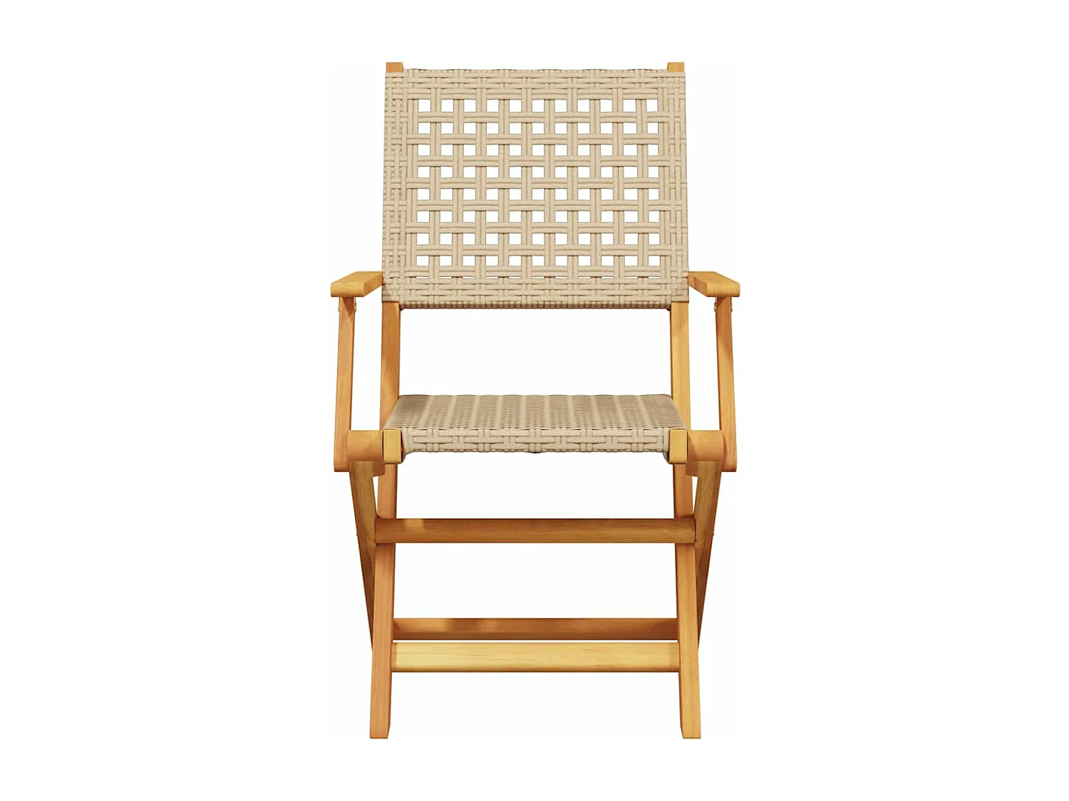 Chaises de jardin pliantes lot de 8 beige rotin et bois massif