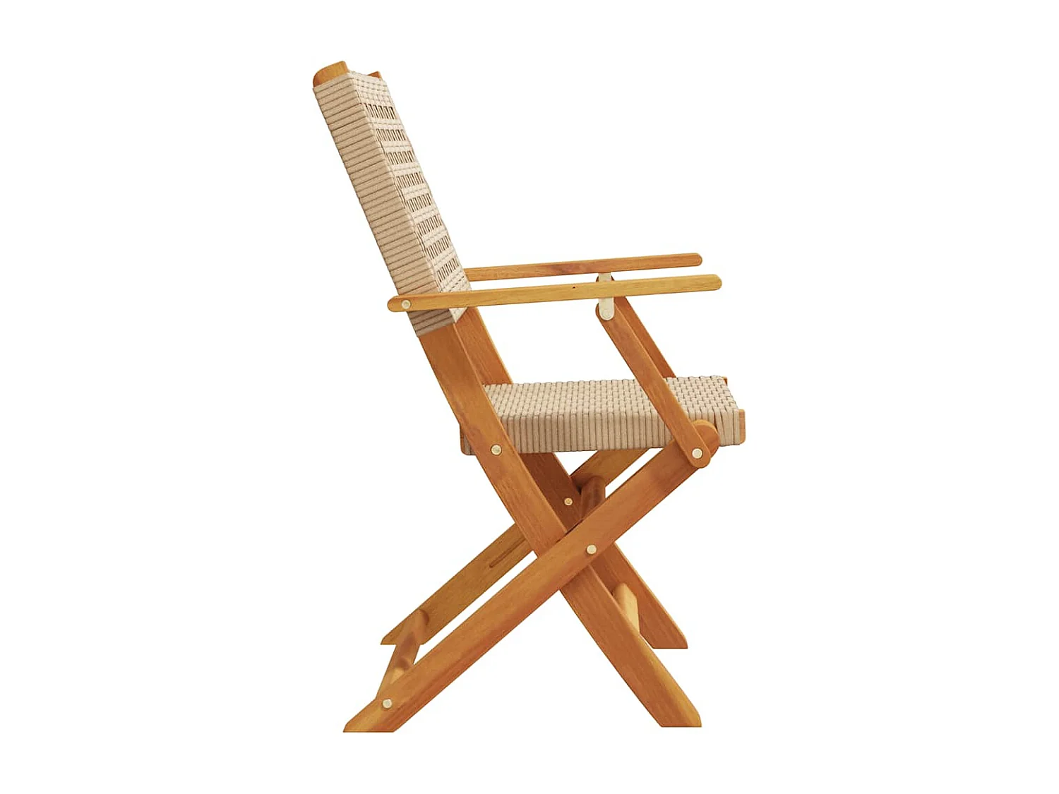 Chaises de jardin pliantes lot de 8 beige rotin et bois massif